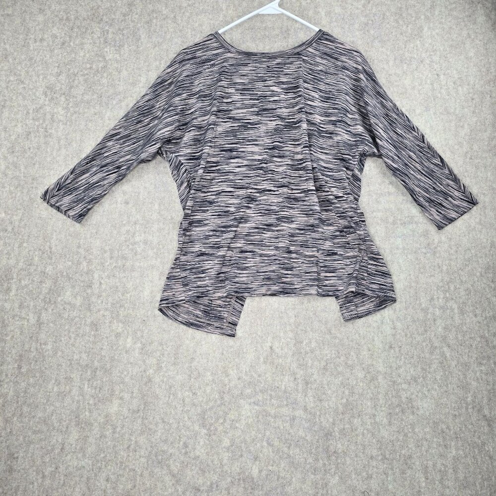 Cato Womens 3/4 Sleeve Striped Knit Top Size S Lightweight Black/Tan Polyester